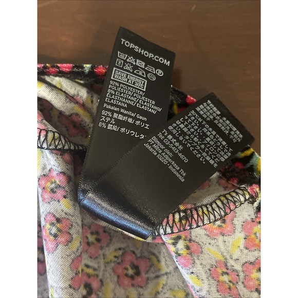 Topshop Women's Black Velvet Floral Dress US Size 4 V Neck Short Sleeve - Picture 8 of 8